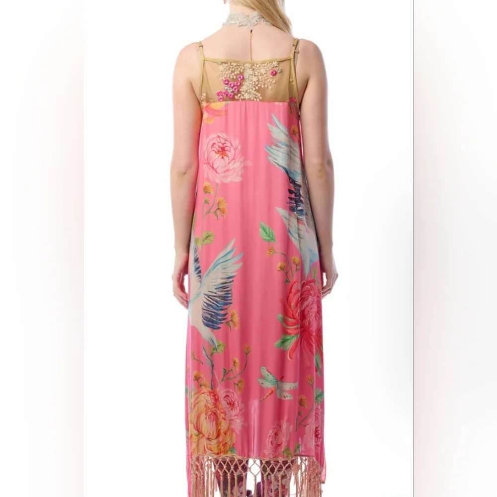 NWT ARATTA Legend of the Crane Viscose Pink Floral Boho Maxi Dress Size S - Picture 2 of 12
